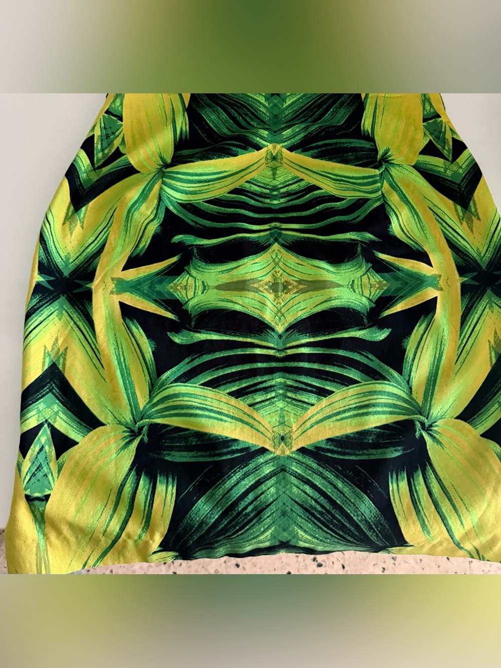 Worthington Green and Yellow Leaf-Print A-Line Skirt